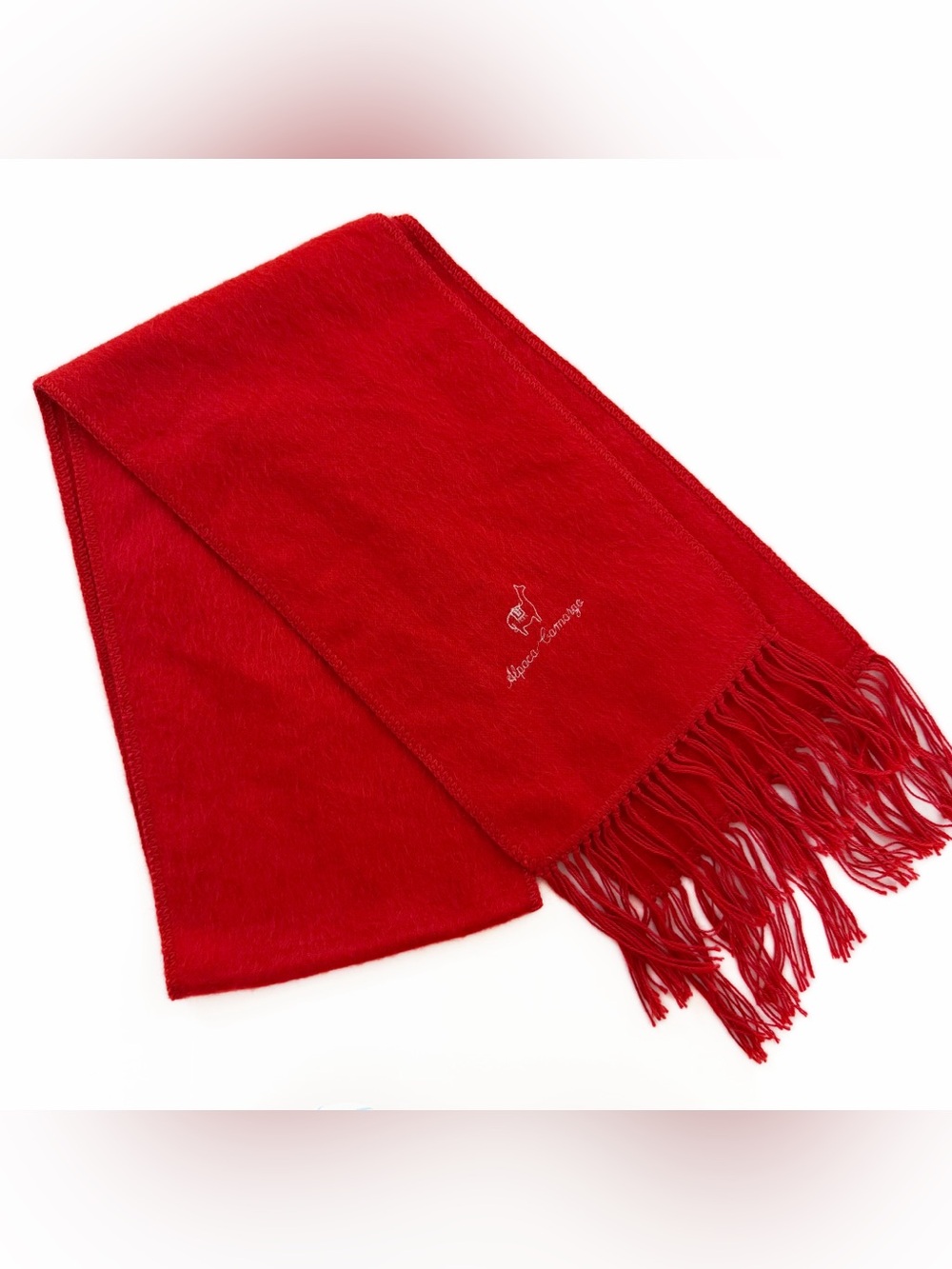 Alpaca Camargo Scarf Mens Womens One Size 100% Alpaca Red Fringe